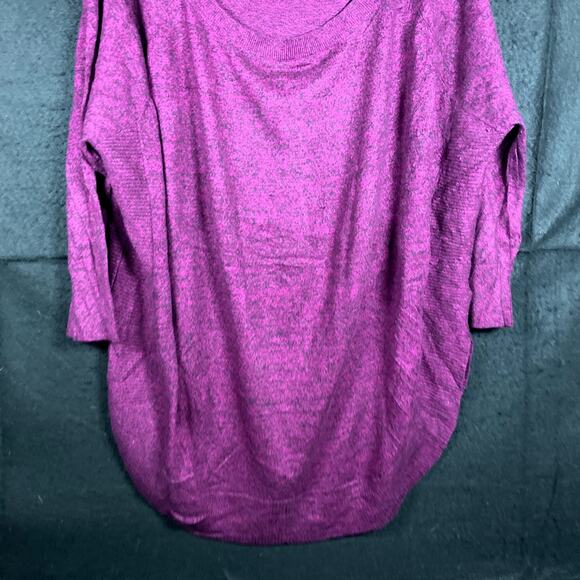 Express Womens Sweater Purple Black Oversized 3/4 Sleeve Knit Tunic Stretch L - Picture 3 of 12